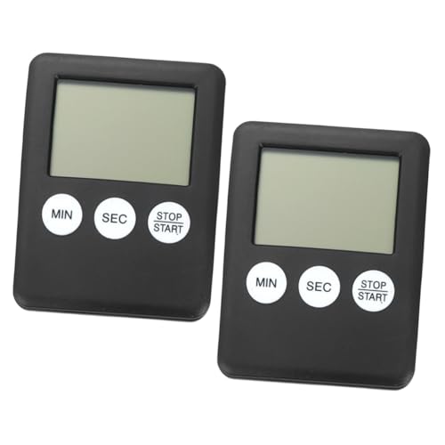 MUCKLILY 2 Stück Digitaler Küchentimer mit Standfunktion Tragbarer Trainings und Koch Timer Einfach Bedienbar Kompakt und Leicht für Backen Sport Schule und Haushalt Schwarz von MUCKLILY