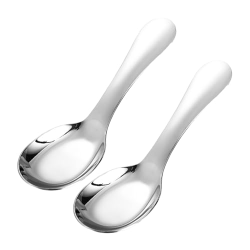 MUCKLILY 2 Stück Edelstahl Kinderlöffel Kurzgriffig Kompakt Leicht Spülmaschinenfest Sicher für Jungen Mädchen Tragbar für Brei Reis und Alltag MUCKLILY 2 Stück Edelstahl Kinderlöffel Kurzgriffig Kompakt Leicht Spülmaschinenfest Sicher für Jungen Mädchen Tragbar für Brei Reis und Alltag von MUCKLILY