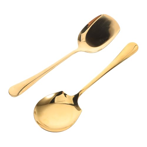 MUCKLILY 2 Stück Edelstahl Servierlöffel Suppen Reislöffel mit Langem Ergonomischem Griff Polierte Oberfläche Hygienisch für Zuhause Hotel und Buffet Goldfarben MUCKLILY 2 Stück Edelstahl Servierlöffel Suppen Reislöffel mit Langem Ergonomischem Griff Polierte Oberfläche Hygienisch für Zuhause Hotel und Buffet Goldfarben von MUCKLILY