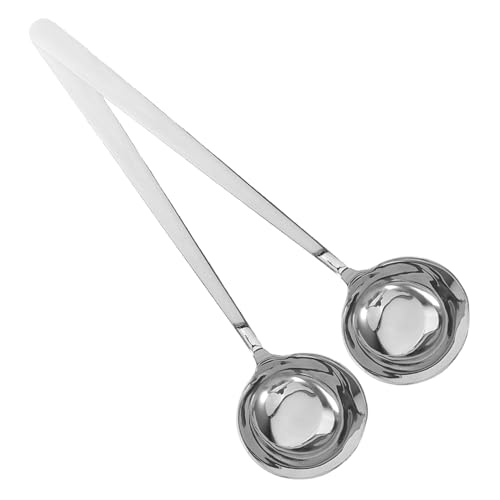MUCKLILY 2 Stück Edelstahl Suppenkellen mit Langem Griff Schräger Boden Spülmaschinenfest Langlebig für Suppen Eintöpfe Servieren und Kochen Küche von MUCKLILY