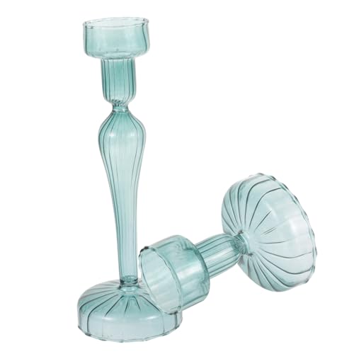 MUCKLILY 2 Stück Glas Kerzenhalter mit Breiter Basis Stabiles Design rutschfest Kreativer Kerzenständer für Wohnzimmer Tischdeko Western Kitchen Decor Elegant und Vielseitig von MUCKLILY
