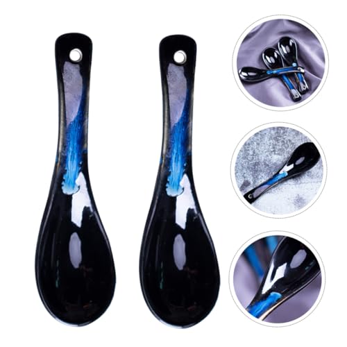 MUCKLILY 2 Stück Keramik Suppenlöffel Fein Verarbeitet Glatt Ergonomisch für Kaffee Dessert Frühstück Geeignet Langlebig von MUCKLILY