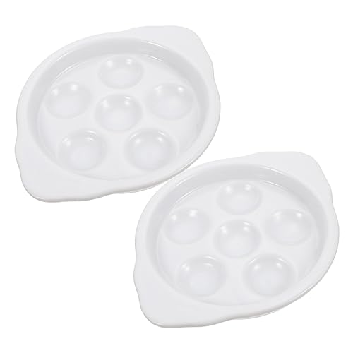 MUCKLILY 2 Stücke Keramik Schneckenteller mit Griffen Hitzebeständig für Schnecken und Meeresfrüchtegerichte Robustes Design für Restaurants und Zuhause von MUCKLILY
