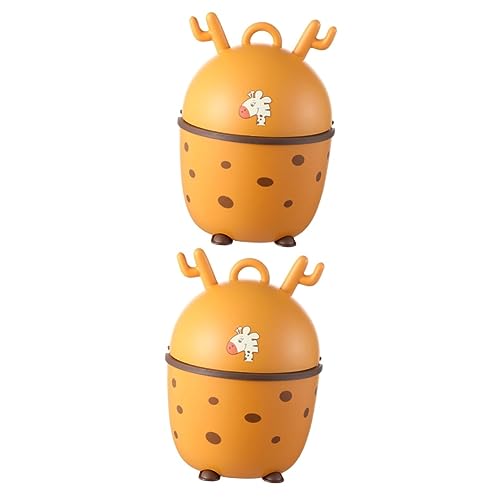 MUCKLILY 2 Stück Mülleimer schieben schlank Schreibtisch Mülleimer mit Deckel Büro-Mülleimer Desktop -Abfallbehälter Cartoon -Abfallbehälter Cartoon-Desktop-Mülleimer pp Orange von MUCKLILY
