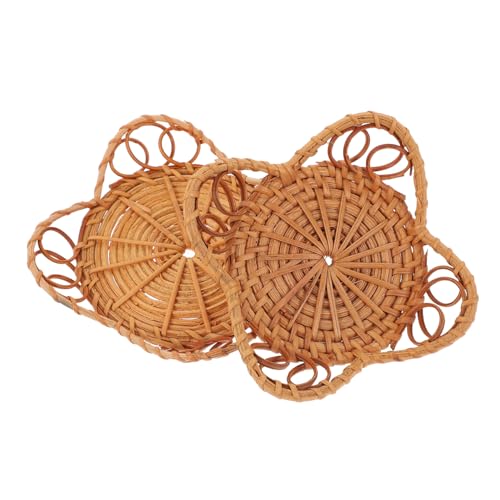 MUCKLILY 2 Stück Rattan Kerzenhalter Matte Kreatives Geflochtenes Design Hohl Gewebt Tischdeko Robust Langlebig Einfach Zu Reinigen Für Esszimmer von MUCKLILY