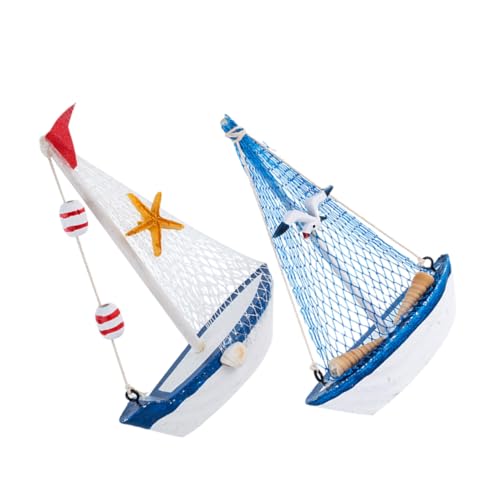 MUCKLILY 2 Stück Segelmodellhandwerk nautisches segelboot nautisches Bootsmodell mediterranes segelboot Mini-Segelboot-Modell segelboot Modell Segelbootdekoration Segelyacht Miniboote Holz von MUCKLILY