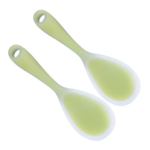 MUCKLILY 2 Stück Silikon Reislöffel Kratzfest und Antihaftbeschichtet Hitzebeständig Küchenlöffel für Beschichtete Töpfe und Pfannen Ergonomisch Leicht für Reis und Gemüse Grün Transparent MUCKLILY 2 Stück Silikon Reislöffel Kratzfest und Antihaftbeschichtet Hitzebeständig Küchenlöffel für Beschichtete Töpfe und Pfannen Ergonomisch Leicht für Reis und Gemüse Grün Transparent von MUCKLILY