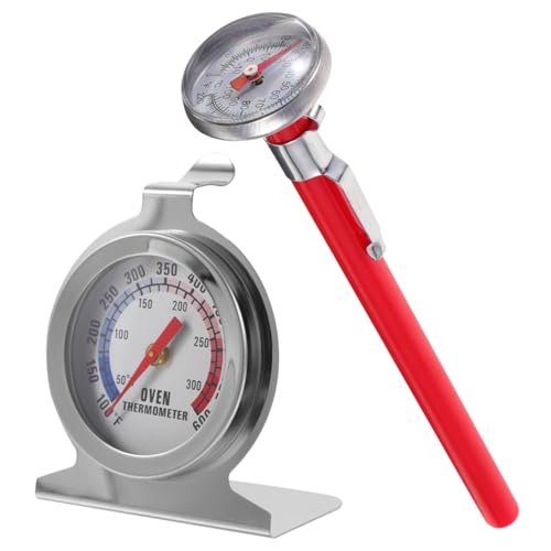 MUCKLILY 2 Stück Teiliges Grill und Ofenthermometer aus Edelstahl Schnelles Ansprechverhalten Hitzebeständig Sonde Geeignet für Bbq Fleisch Getränke und Küche von MUCKLILY