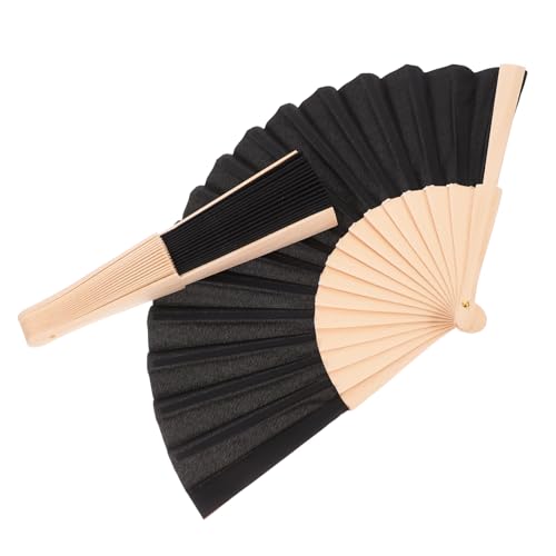 MUCKLILY 2 Stück Teiliges Handlicher Holzfächer mit Stoffbespannung Faltbar Tragbar und Langlebig Chinesischer Stil als Party gastgeschenk oder Dekorativer Vintage fächer von MUCKLILY