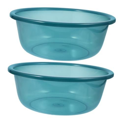 MUCKLILY 2 Stück Teiliges Rundes Kunststoff-waschbecken Dickwandig Vielseitig für Babywäsche Fußbad Gesicht und Küchenanwendung Robust Langlebig Praktische Haushaltswanne in Blau Mittlere von MUCKLILY