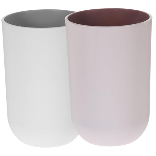 MUCKLILY 2 Stück Teiliges Wiederverwendbare Badezimmerbecher aus Sicherem Material Multifunktionale Zahnbürsten Trinkbecher Praktisch für Zahnbürstenaufbewahrung und Mundspülung zu Hause von MUCKLILY