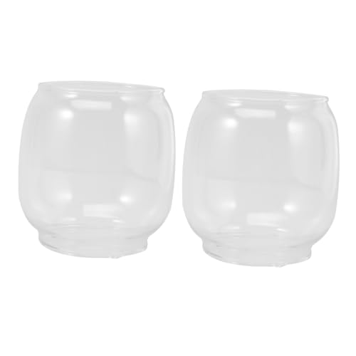 MUCKLILY 2 Stück Transparenter Glas-lampenschirm für Petroleumlampen Vintage Öllampen Ersatzglas Klarer Brennstoff-schornstein Dekorativer Lampenschirm für Nostalgische Innenraumgestaltung von MUCKLILY