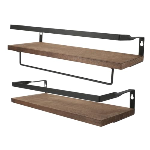 MUCKLILY 2 Stück Wandregal aus Tiefrotem Paulownienholz Schwebendes Wandboard Vielseitiges Wandmontage Regal für Wohnzimmer Küche Bad Geeignet als Dekoratives Foto Küchenregal von MUCKLILY