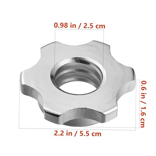MUCKLILY 2 Stücke Sechskantmutter aus Gusseisen Rutschfeste Schraubklemmen für Hantelstange und Kurzhantel Gewichtheben Zubehör Silber von MUCKLILY