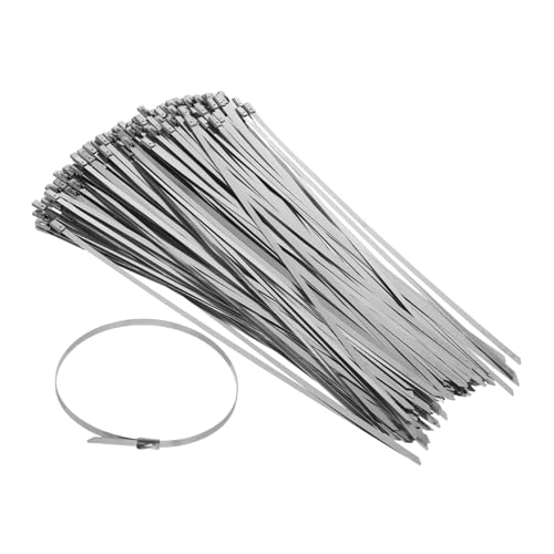 MUCKLILY 200 Stück Edelstahl Kabelbinder Metall Rohrband Edelstahl Rohrband Multifunktionale Kabelbinder Rohrschelle Rohrstützband Hitzebeständiger Zaunbinder Silberfarben von MUCKLILY