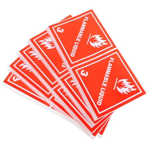 MUCKLILY 20St Warnschild gefahrgutaufkleber feuerwerck Haftetikett Etiketten coole Aufkleber Warnungen zum Sicherheitsbetrieb Symbol für brennbare Flüssigkeiten Kupferplattenaufkleber rot von MUCKLILY