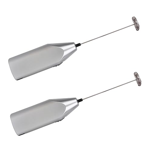 MUCKLILY 2Stücke Handheld Elektrischer Eiermixer Tragbarer Milchaufschäumer und Mixer für Eier Cocktails Ergonomisches Design Einfache Bedienung Silberfarben ohne Batterien von MUCKLILY
