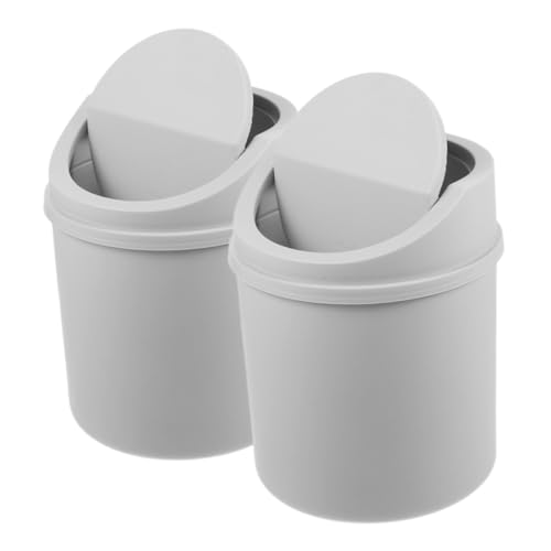 MUCKLILY 2Stücke Mini Desktop Mülleimer mit Schwingdeckel Praktischer Tischmülleimer für Büro Schlafzimmer und Wohnzimmer Robuster Müllbehälter für Kleinen Abfall von MUCKLILY