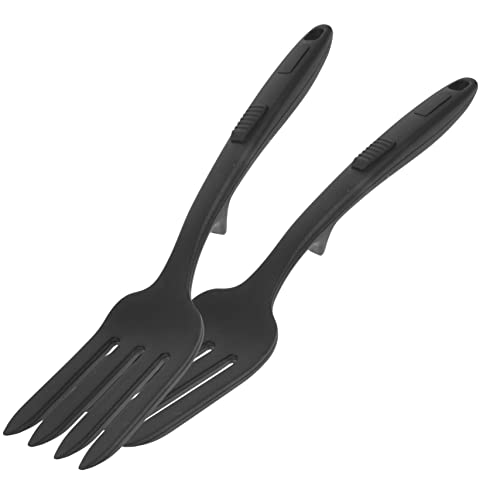 MUCKLILY 2Stücke Silikon Pasta Server Große Wiederverwendbare Kochgabel für Nudeln und Lebensmittel Hitzebeständiges Küchenwerkzeug mit Ergonomischem Design von MUCKLILY