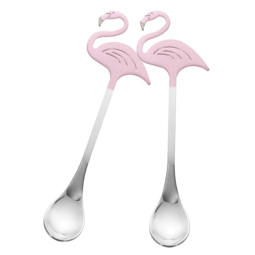 MUCKLILY 2stücke Flamingo Kaffeelöffel Edelstahl Dessertlöffel Kreativer Rührlöffel Für Kaffee Tee Und Desserts Elegantes Design Für Zuhause Und Büro von MUCKLILY