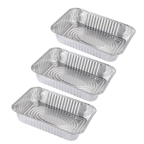 MUCKLILY 3 Stück Bräter große Catering -Tabletts mit Deckel Container Folienbehälter mit Deckel tragbar tropfen pfannenwender Pfanne aus Aluminiumfolie Grilltablett Silber von MUCKLILY