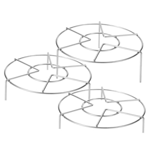MUCKLILY 3 Stück Edelstahl Dampfgarer Racks Höhenverstellbar Stabile Dampfgareinsätze Für Eier Gemüse Fisch Meeresfrüchte Stand Steamer Rack von MUCKLILY