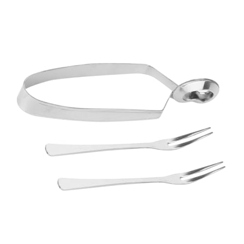 MUCKLILY 3 Stück Edelstahl Escargot Besteck mit Ergonomischem Griff Bestehend aus Einer Schneckenzange und Zwei Gabeln Kompakt und Praktisch für Restaurant und Zuhause zum Servieren von von MUCKLILY