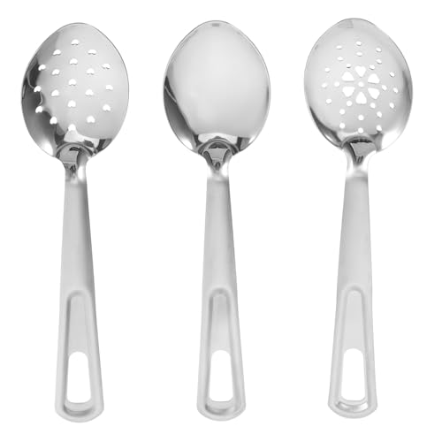 MUCKLILY 3 Stück Geschlitzte Servierlöffel Löffel Servieren Schaumlöffel Aus Metall Geschlitzter Servierlöffel Löffel Mit Löchern Servieren Von Utensilien Rostfreier Stahl Silber von MUCKLILY