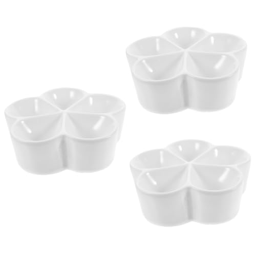 MUCKLILY 3 Stück Keramische Servierplatte Blumenform Unterteilt für Snacks Obst und Süßigkeiten für Partys und Zuhause Leicht zu Reinigen und Platzsparend von MUCKLILY