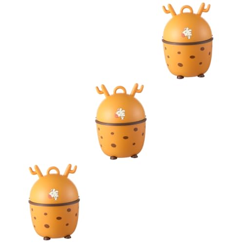 MUCKLILY 3 Stück Mülleimer schieben Behälter schlank Mülleimer mit Deckel Schreibtischmülleimer Büro-Mülleimer Desktop-Papierkorb Büromüll können Desktop-Abfall kann pp Orange von MUCKLILY