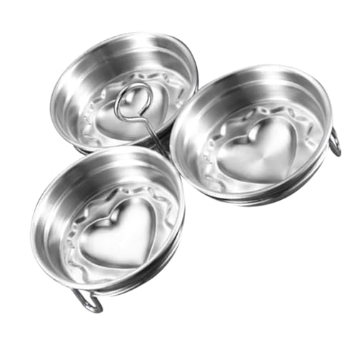 MUCKLILY 3 Stück Teiliges Edelstahl Eierkoch set Herzform Eierformer Ei Backform Küchenwerkzeug für Frühstück Snacks Bpa frei Spülmaschinengeeignet von MUCKLILY