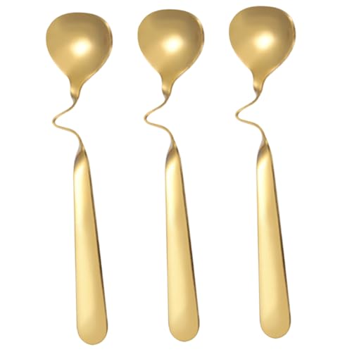 MUCKLILY 3 Stück Teiliges Honiglöffel aus Hochwertigem Edelstahl Dekorative Dessertlöffel mit Gebogenem Griff Praktische Kaffeerührlöffel für Tee und Marmelade Lebensmittelecht und MUCKLILY 3 Stück Teiliges Honiglöffel aus Hochwertigem Edelstahl Dekorative Dessertlöffel mit Gebogenem Griff Praktische Kaffeerührlöffel für Tee und Marmelade Lebensmittelecht und von MUCKLILY