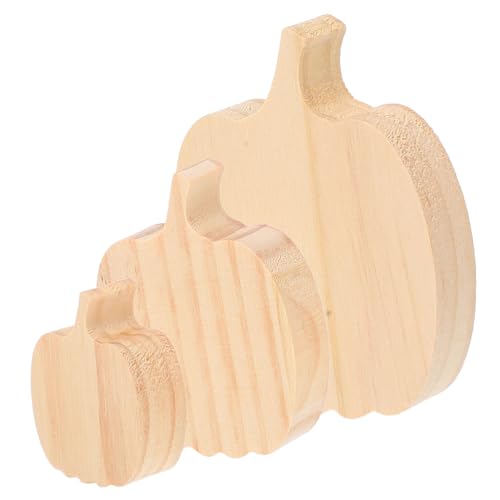 MUCKLILY 3 Stück Unlackierte Holz-kürbis-deko Handgefertigt für Herbst Thanksgiving DIY Wohn Bürodekoration Vielseitige Kürbisholz-tafeln von MUCKLILY