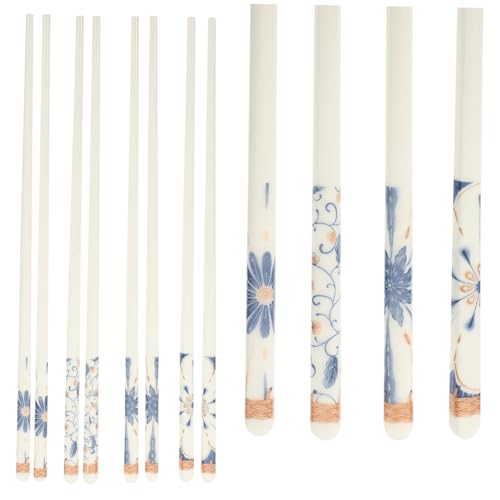 MUCKLILY 4 Paare Keramik Essstäbchen Rutschfest Wiederverwendbar Japanischer Stil für Haushalt und Restaurant Schadstofffrei Fein Poliert für Nudeln und Asiatisches Geschirr Weißes von MUCKLILY