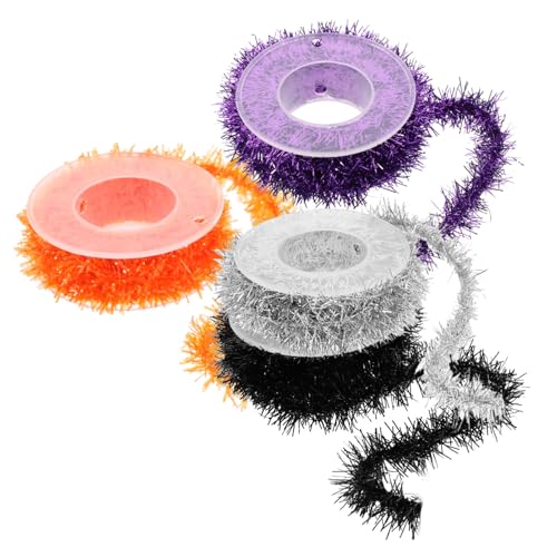 MUCKLILY 4 Rollen Halloween Girlande Biegbar Glänzend in Orange Violett Silber Schwarz für Innen und Außen Vielseitige Hängedeko für Fenster Treppen und Wände Langlebig und Zuschneidbar für von MUCKLILY