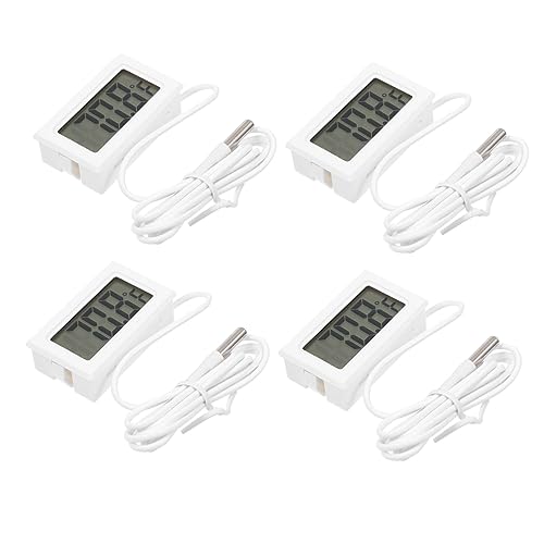 MUCKLILY 4 Stück Aquarium Thermometer Wasserdichtes Temperaturmessgerät für Innenräume mit Großer Anzeige LED Display für Aquarien Gewächshäuser Weiß von MUCKLILY