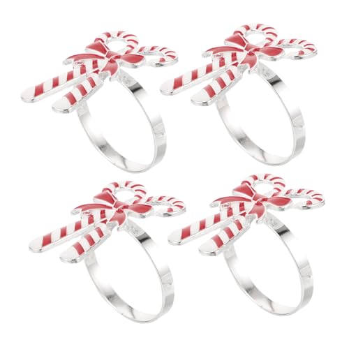 MUCKLILY 4 Stück Candy Cane Serviettenringe aus Metall mit Tropföl-Beschichtung Festliche Weihnachts Thanksgiving-tischdeko Multifunktionale Serviettenhalter für Hochzeit und Party von MUCKLILY
