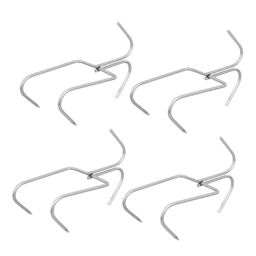 MUCKLILY 4 Stück Edelstahl Doppelte Bbq Haken zum Aufhängen von Schinken Fleisch und Fisch Hitzebeständig Spitzes Design für Leichtes Einstechen Leicht zu Reinigen für Grill und Räuchern von MUCKLILY