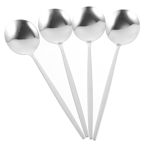 MUCKLILY 4 Stück Edelstahl Food Spoons Robuste Vielseitige Löffel für Kaffee Dessert Eis und Westliche Speisen Geeignet für Restaurant und Zuhause Langlebig und Praktisch von MUCKLILY