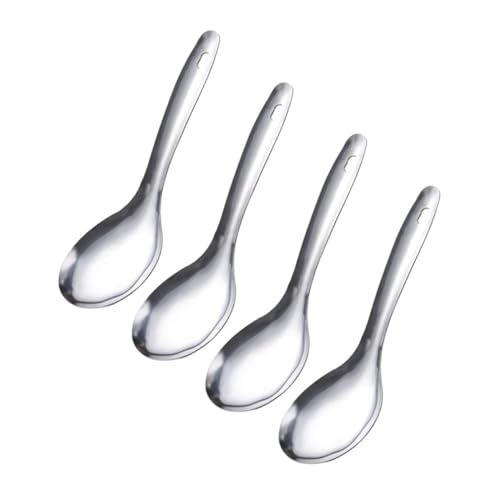 MUCKLILY 4 Stück Edelstahl Reislöffel Langlebige Servierlöffel mit Ergonomischem Griff Kompakte Küchenhelfer für Reis und Alltag Rostfrei Sicher und Praktisch von MUCKLILY
