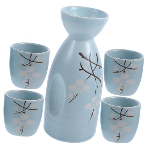 MUCKLILY 4 Stück Keramik Sake Servierset Karaffe Becher Japanische Sake Tassen Elegantes Porzellan Weinflasche Set Für Party und Zuhause von MUCKLILY