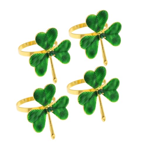 MUCKLILY 4 Stück Kleeblatt-serviettenringe Tischring Zum Valentinstag Irische Wohnkultur Patrick's Day Geschirr Valentinstag Serviettenringe Valentinstag-serviettenhalter Grün Metall von MUCKLILY
