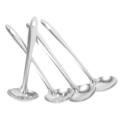 MUCKLILY 4 Stück Teiliges Edelstahl Hot Pot mit Seihern und Suppenlöffeln Langstielig Rostfrei Hitzebeständig für Küche Restaurant und Hot Pot Genuss zu Hause von MUCKLILY