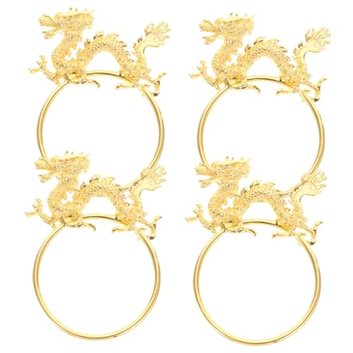 MUCKLILY 4 Stück Teiliges Jahr des Drachen Metall Napkin Holder Ringe für Silvester Party Tischdeko Hochzeit Tischdekoration Elegant Robust MUCKLILY 4 Stück Teiliges Jahr des Drachen Metall Napkin Holder Ringe für Silvester Party Tischdeko Hochzeit Tischdekoration Elegant Robust von MUCKLILY