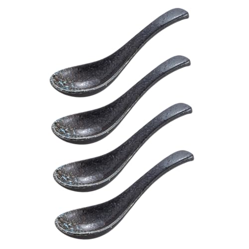 MUCKLILY 4 Stück Teiliges Japanisches Suppenlöffel Hitzebeständiger Keramik Multifunktional für Suppe und Brei Ergonomisch Geformt Stilvolles Design für Täglichen Gebrauch Zuhause von MUCKLILY