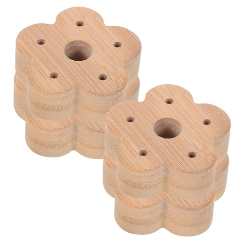 MUCKLILY 4 Stück Teiliges Zahnbürstenhalter in Blumenform Stabiler Runder Standfuß aus Nachhaltigem Holz Vielseitig für Zahnbürsten Rasierer Kämme als Badezimmer Organizer von MUCKLILY