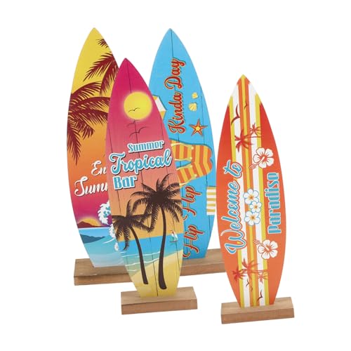 MUCKLILY 4stücke Holz Surfbrett Dekoration Tischornamente Für Zuhause Und Strandbars Mediterrane Holztablett Dekoration Für Fotos Und Tischgestaltung von MUCKLILY