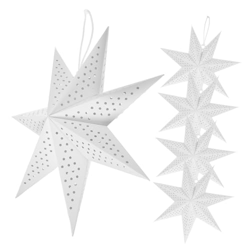 MUCKLILY 5 Stück Faltbare Papier-stern-lampenschirme Weihnachtsstern Lampenschirm aus Papier Stern Design für Wohnzimmer Schlafzimmer Hängelampe Dekoration von MUCKLILY
