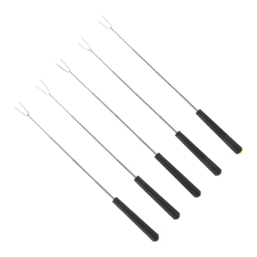 MUCKLILY 5 Stück Grillgabel Kucheneisen Für Camping Fondue -spieß Oneida-servierbesteck Rauchstock Salatgabeln Aus Edelstahl Vorspeisengabel Mini Fondue-sticks Hotdog-sticks Kochzange Abs von MUCKLILY