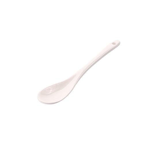 MUCKLILY 5 Stück Porzellan Suppenlöffel Set Teilig mit Langem Griff Wiederverwendbare Asiatische Löffel für Miso und Reissuppen für Zuhause und Gastronomie Klein von MUCKLILY